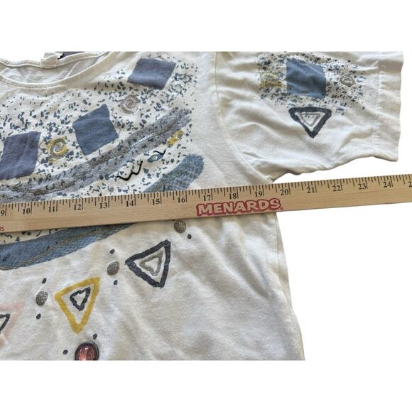 Glitter Jeweled Design Rhinestone Small VTG Abstract Women’s T-Shirt Retro READ - Picture 7 of 8